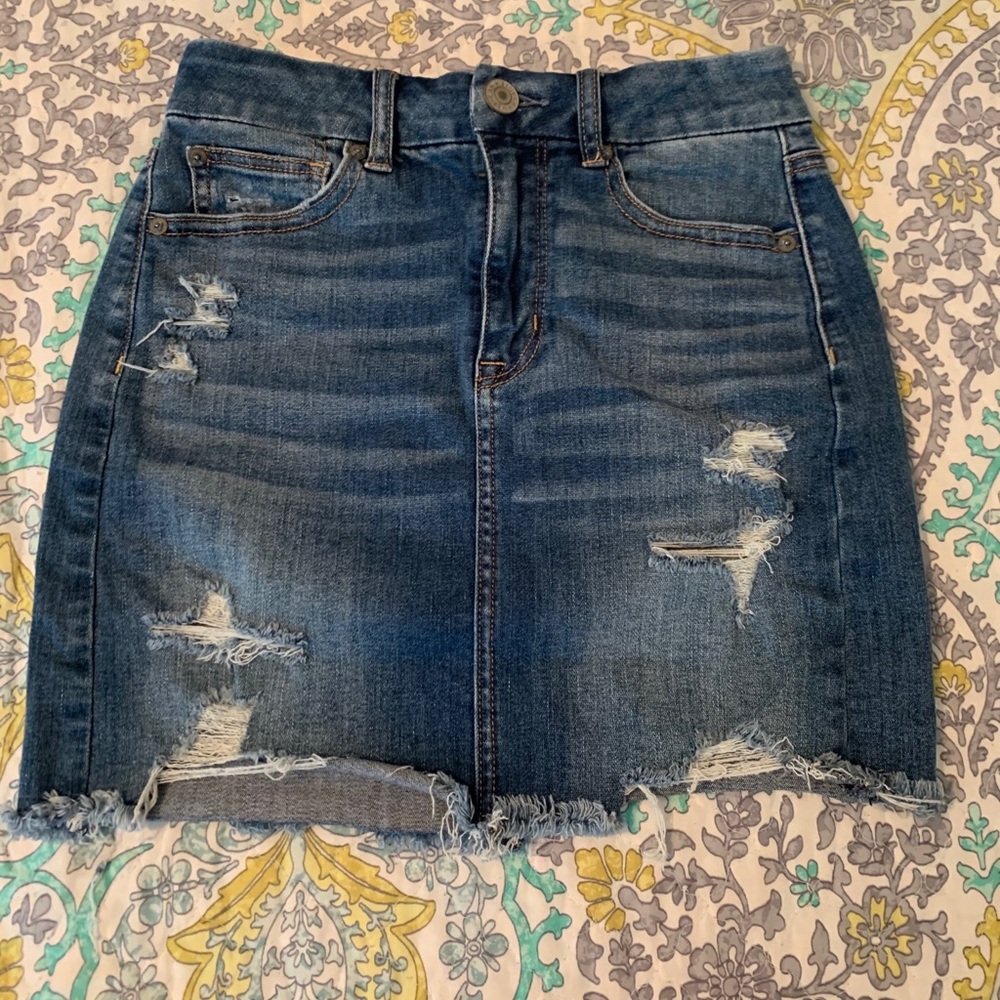 American Eagle Ripped Jean Skirt